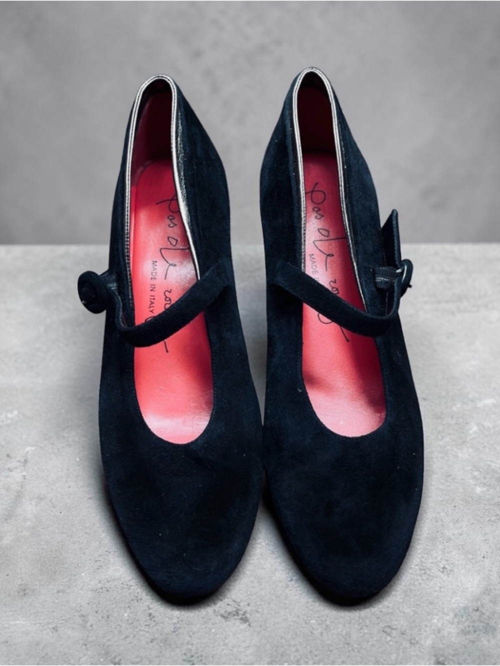 Black Suede Mary Jane heels